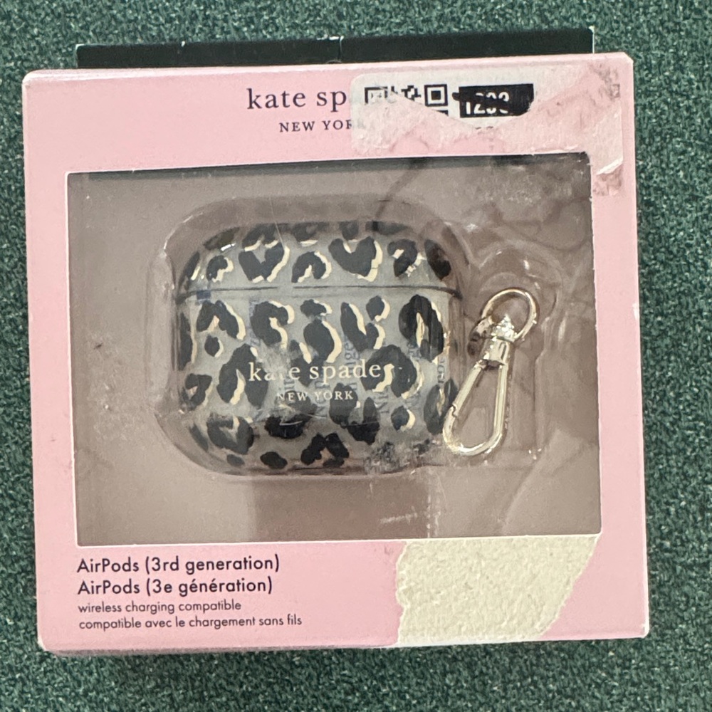 Kate Spade Black and Tan Leopard AirPods Holder